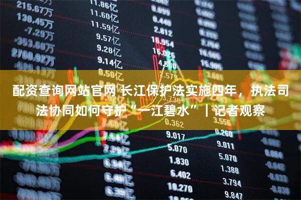 配资查询网站官网 长江保护法实施四年，执法司法协同如何守护“一江碧水”｜记者观察
